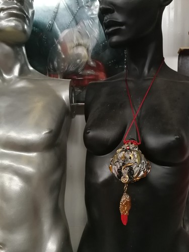 collana con pendaglio amuleto gioiello drago oro dragone occhio talismano gotico - Picture 7 of 24