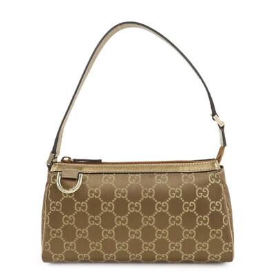 Auth GUCCI Abbey Guccissima GG Hand Bag Gold Satin Leather 145750 Used