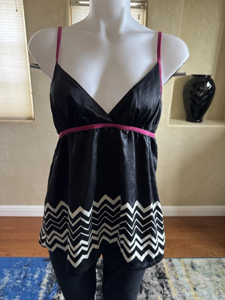 Conjunto de Pijama Chevron Missoni For Target Blanco Negro Rosa Cami Tank Talla M Foto 2 de 4