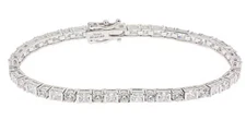 QVC Epiphany Sterling Simulated Diamond Princess & Round Tennis 8" Bracelet