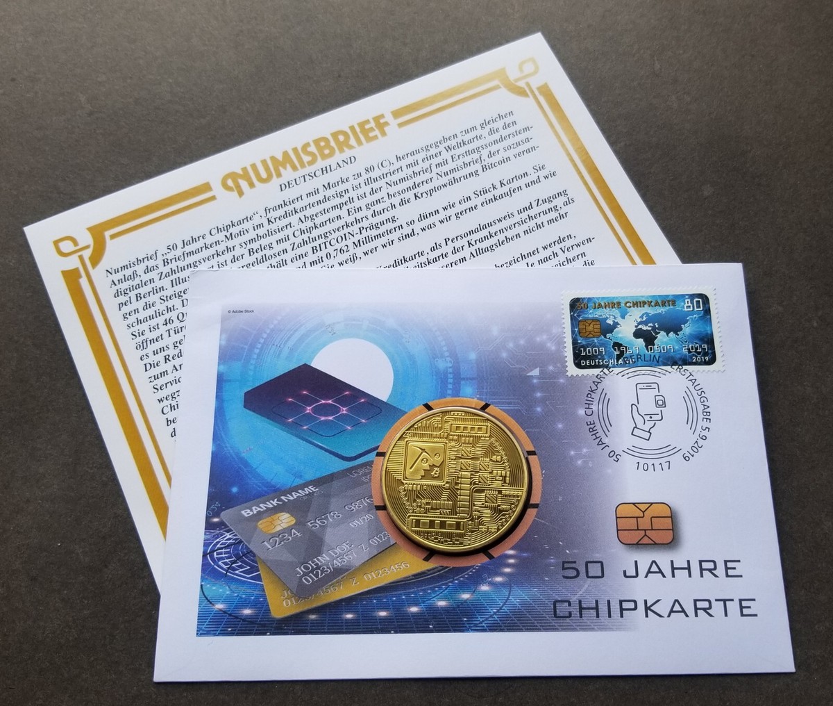 Germany 50th Anniv Of Chip Card 2019 Bitcoin FDC (coin cover *gold foil  *unusual | eBay