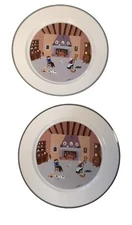 Set Of 2 Villeroy & Boch Dinner Plates 10.25” Naïf Laplau By The Fireplace