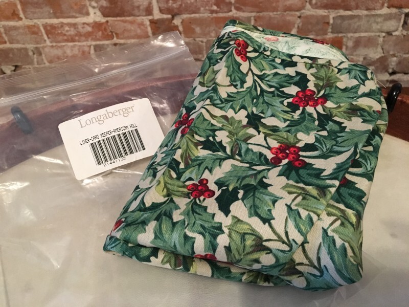 Longaberger Card Keeper Basket American Holly Christmas Liner NEW MIB