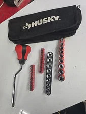 Husky Offset Rotating Multibit Driver W Extra Bits & Metric/SAE Sockets Included