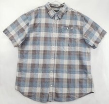 Grizzly Mountain Shirt Mens 2XL Blue Brown Plaid 100 Cotton Classic Button-Up