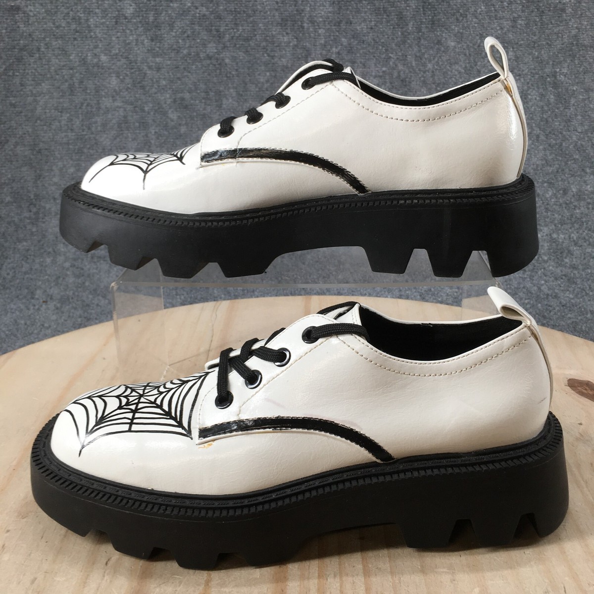 らら Zara Shoes Womens 38 Spider Web Casual Oxford Comfort White