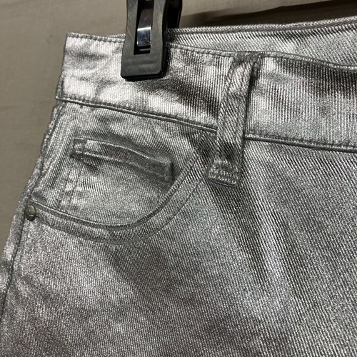 Art Class Girls' 14 Silver High-Rise Baggy Metallic Denim Pant Denim Button Fly - Picture 5 of 13