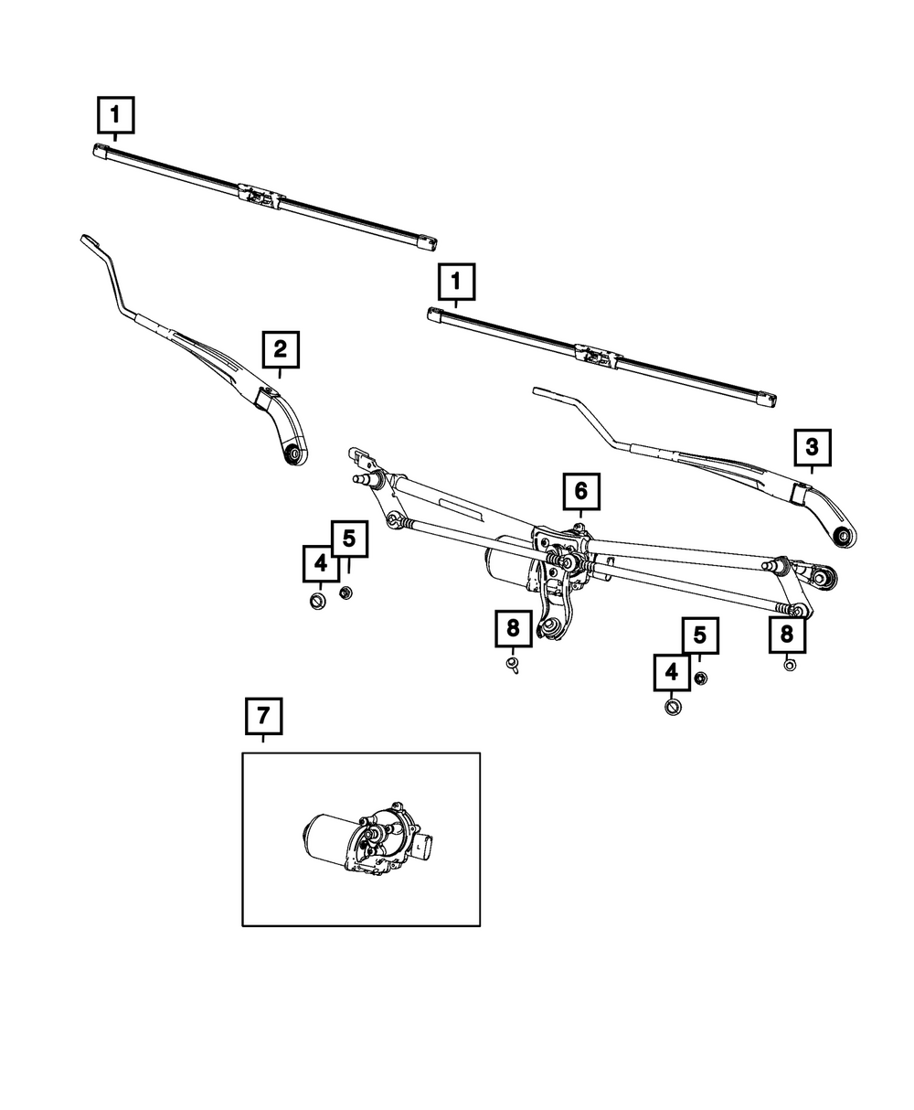 Genuine Mopar Front Wiper Arm Right 68627602AA