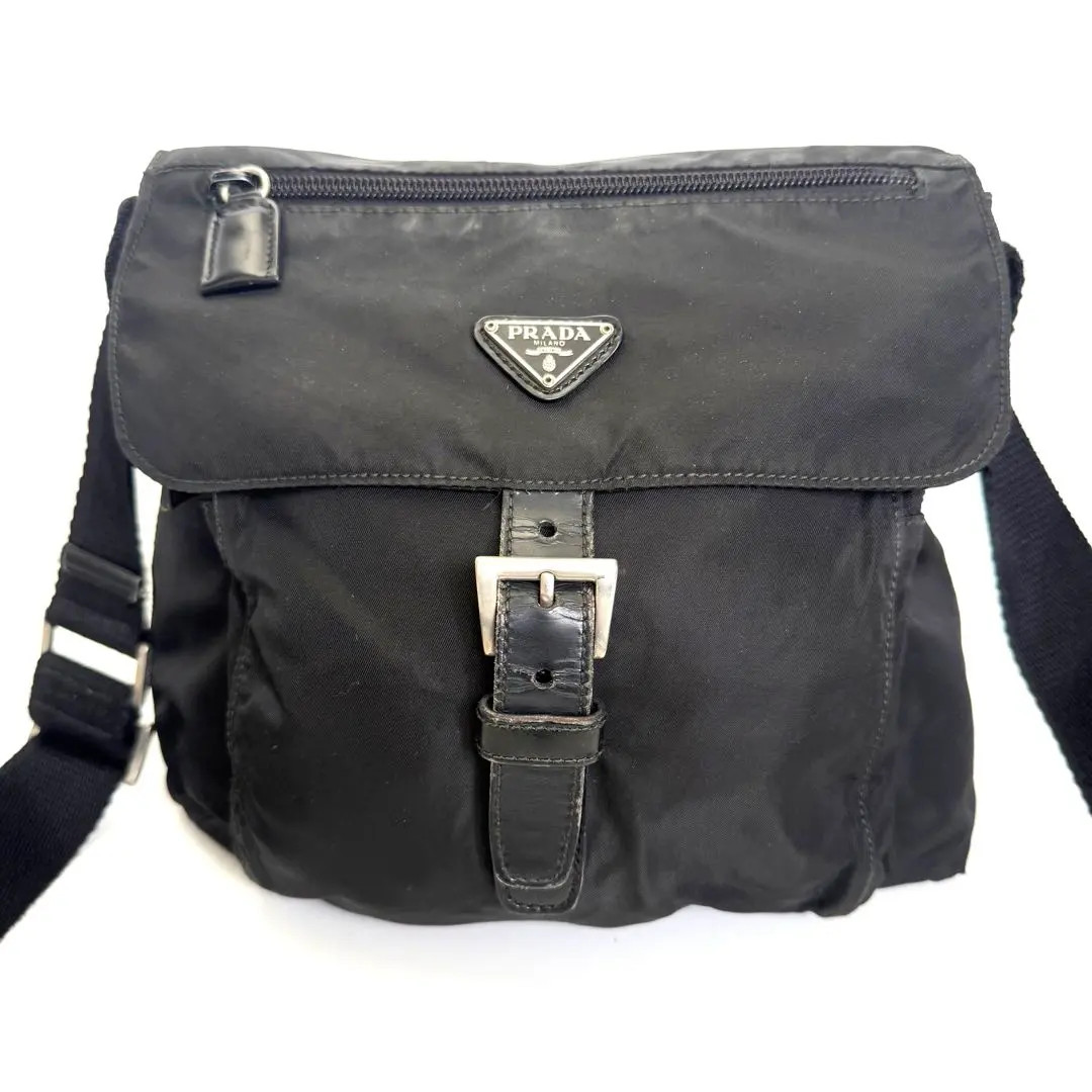 PRADA Nylon Leather  Shoulder Bag Black Women Authentic From JAPAN FS thumbnail 11