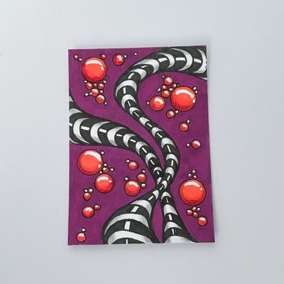 ACEO Original Art ''Space Waves'' Mixed Media art.by.vyktohria