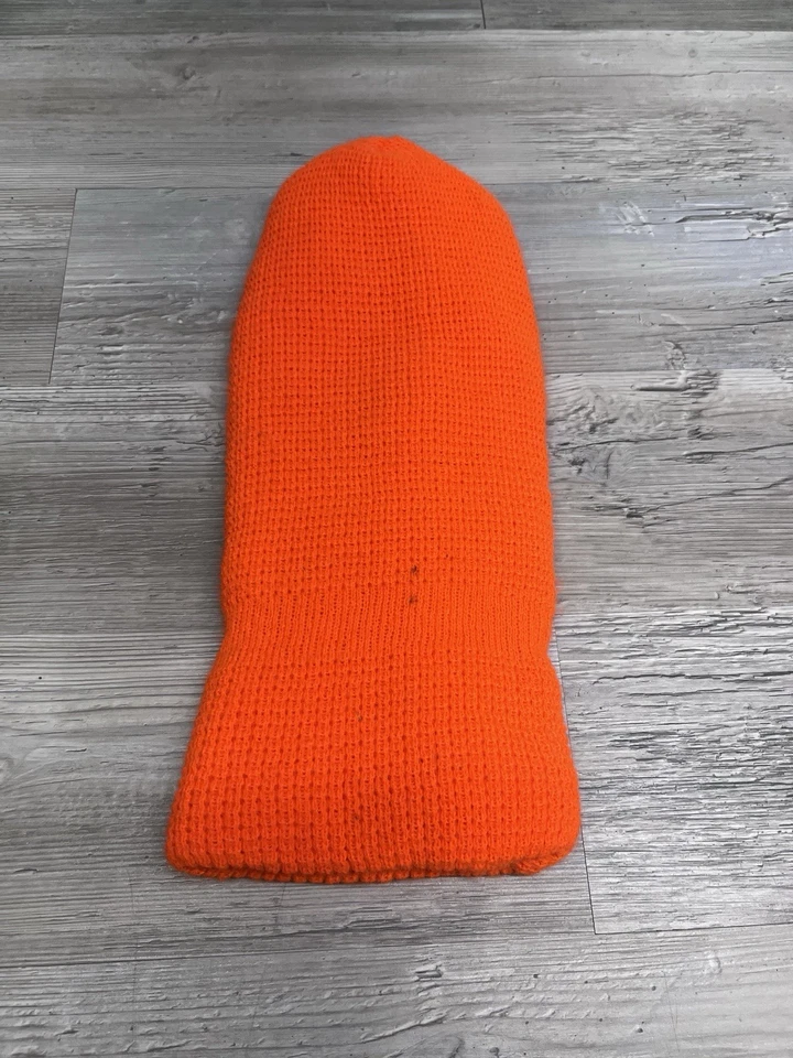 Máscara facial vintage naranja brillante tejida invierno pasamontañas invierno caza esquí máscara Foto 2 de 4