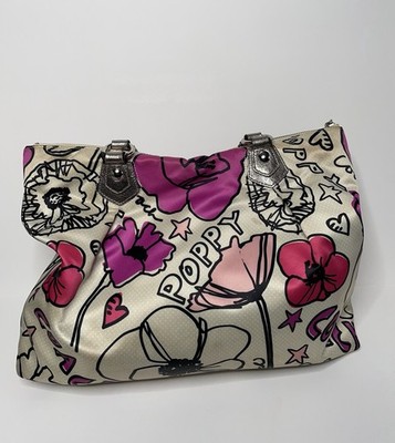 Coach Pink Silver Poppy Kyra Y2K 2009 Artistic Floral Graffiti