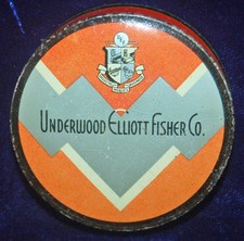 VINTAGE UNDERWOOD ELLIOTT FISHER CO.  TYPEWRITER RIBBON SEALED IN TIN thumbnail