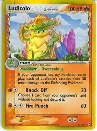 Ludicolo (Delta Species) - 6/100 - Pokemon Crystal Guardians Holo Card NM