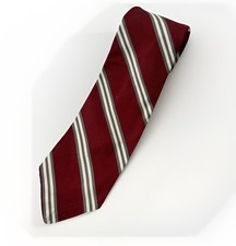 Vintage Brooks Brothers Makers Silk Red Gray Stripe Tie Woven Italy Preppy Ivy