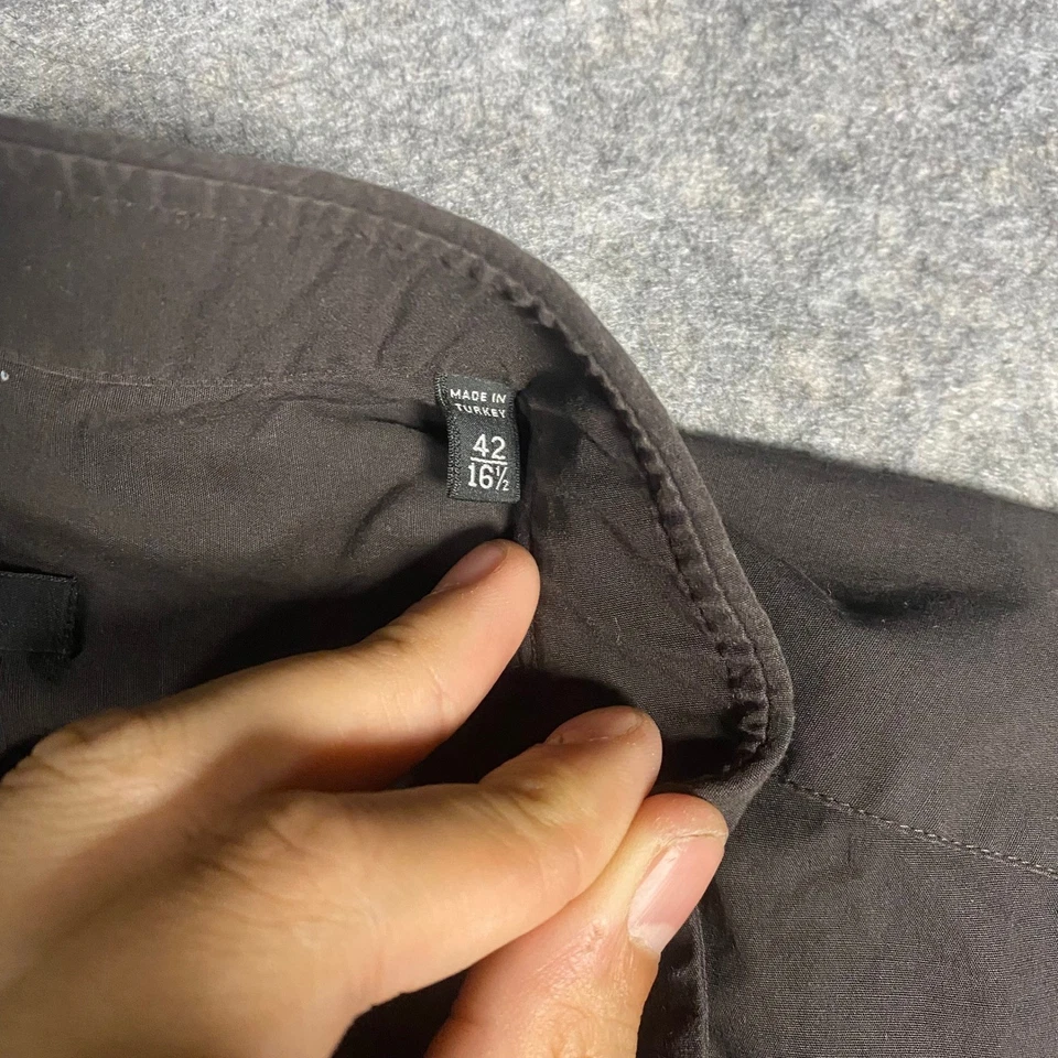 Z Zegna Men's Dark Brown Regular Fit Long Sleeve Button Down Shirt 42 16.5 - Image 4 of 4