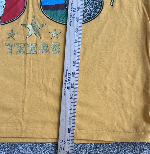 VTG Western T Shirt Mens XL YELLOW Short Sleeve Wolf Skull Cowboy USA 80’s Texas - Picture 4 of 7