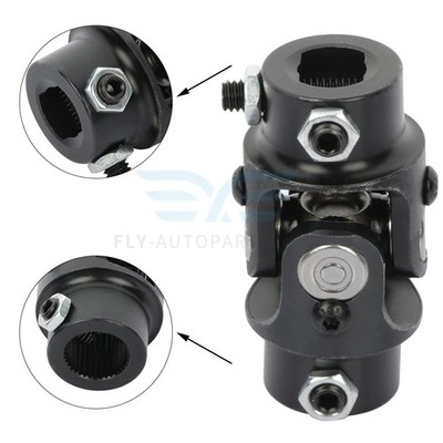 Black Single Steering U Joint Shaft 3/4 DD 36 Spline 13/16 Steering U Joint