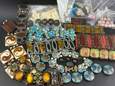 VTG Bracelets Beads To Be Upcycled Craft Cloisonné Enamel Rhindstone Glass