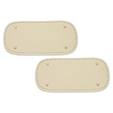 2Pcs 5.9"x11.8" Oval Leather Crochet Bag Bottom with Holes, White
