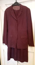 Hobbs Marilyn Anselm Ladies Burgundy Lined Linen Dress & Jacket Suit-Size 12