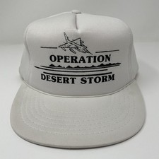 VINTAGE Operation Desert Storm Hat Cap Snap Back Trucker White Gulf War 90s