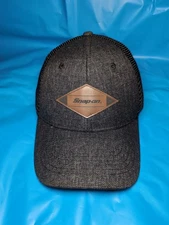 Snap On Tools Charcoal Black Mesh Leather Logo Adjustable Trucker Hat Official