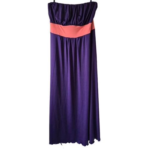 VTG Y2K Baby Phat Maxi Dress Babydoll Strapless Purple Pink Baddie Hoco Coquette