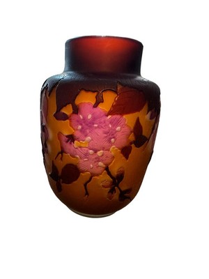 Antique Émile Gallé Handcrafted Vase 5 , 19th century Art Nouveau, Cherry