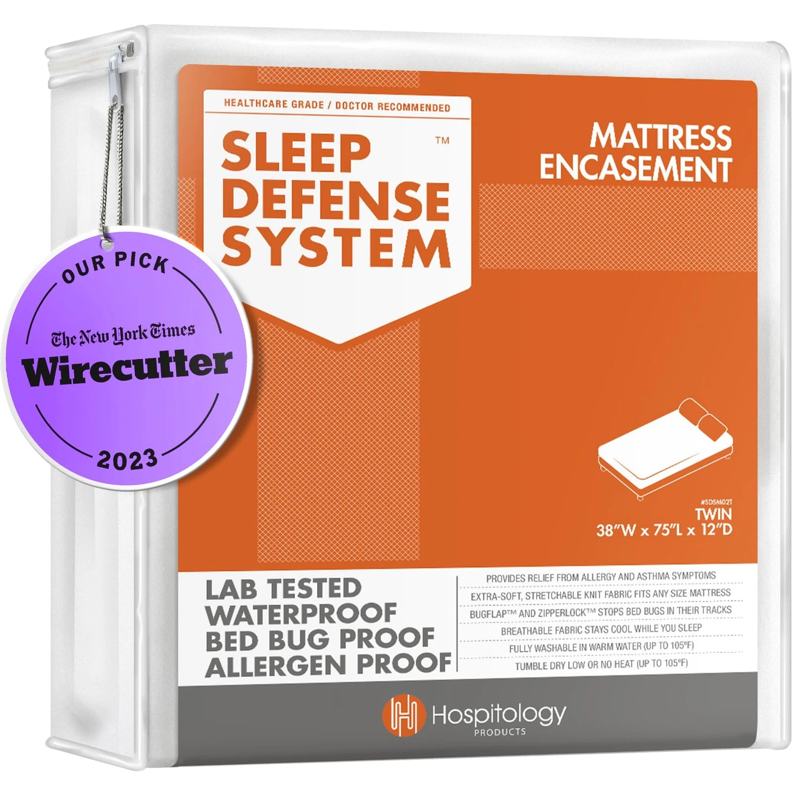 Zippered Mattress Encasement - Sleep Defense System - Twin - Waterproof - Str...