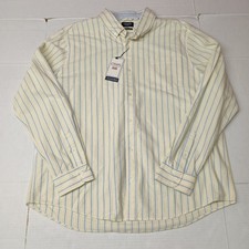 Chaps Seacoast Wash Oxford Woven Shirt Men's 2XL XXL Oxford Yellow White Striped