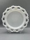 Vintage Anchor Hocking Old Colony Scalloped Lace Edge Milk Glass 8”D Plate