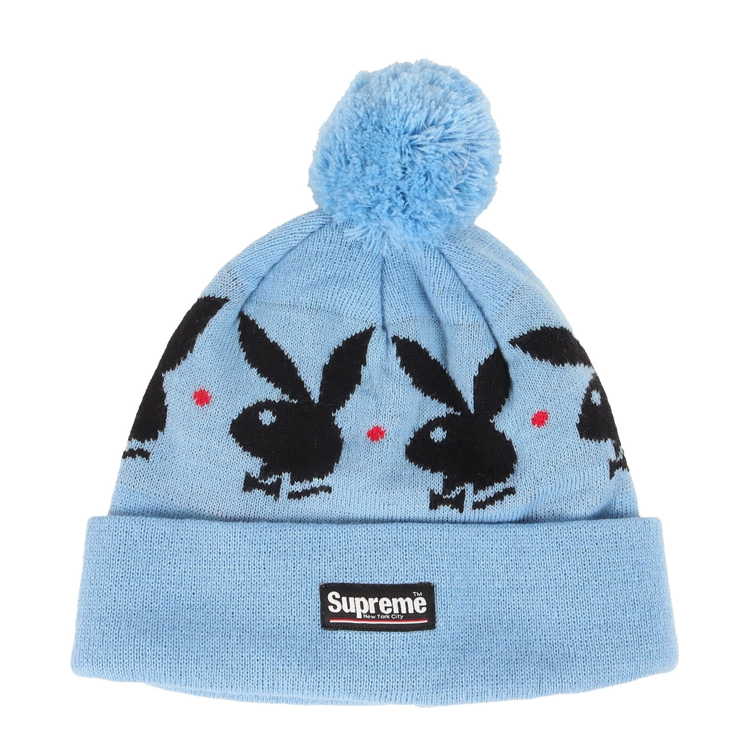 Bonnet tricot acrylique bleu clair Supreme Playboy Beanie occasion