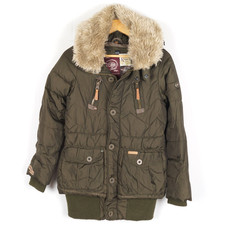 Giacca donna KHUJO taglia S verde full zip pelliccia sintetica cappuccio pieg...