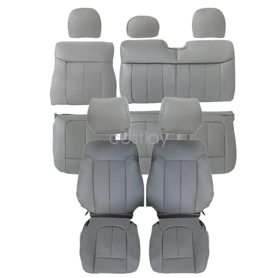 For 2009-2014 Ford F-150 Lariat Front & Second Row Replacement SEAT COVER Gray - Image 2 of 4