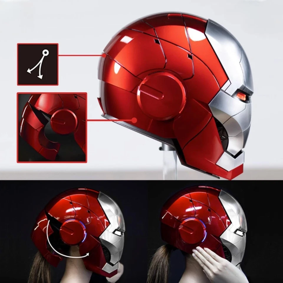 Casco portátil con control de voz deformable Jarvis 1:1 Iron Man MK5 galvanizado Foto 4 de 4