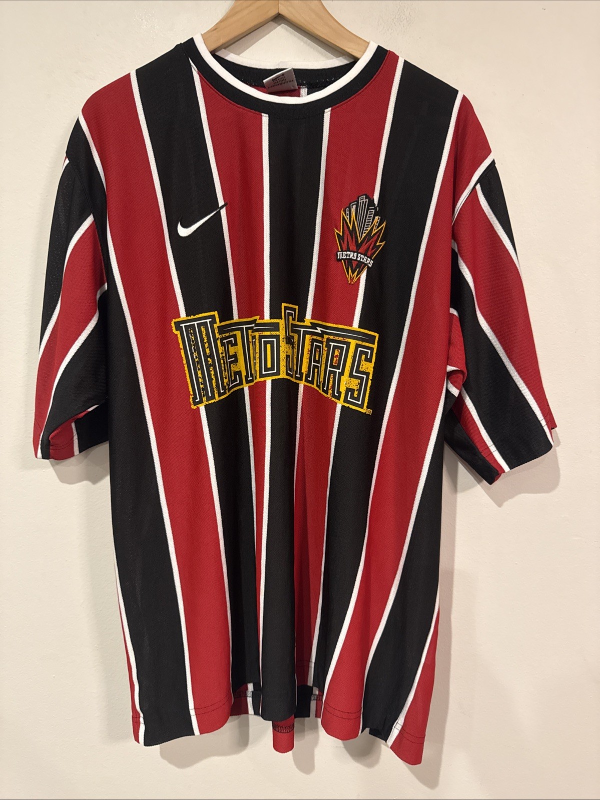 Vintage 90s Nike New York New Jersey MetroStars Home Soccer Jersey Large USA