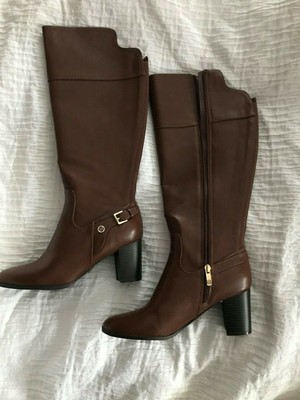 liz claiborne womens trevi riding block heel zip boots