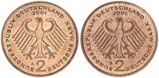 BRD 2 DM-Probe zu J.424 Probe Kopplung der Adlerseiten 2001 A  121876
