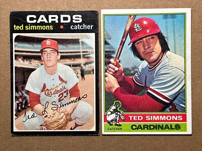 Tim Simmons Topps 1971 & 1976 Baseball Cards. Cardinals