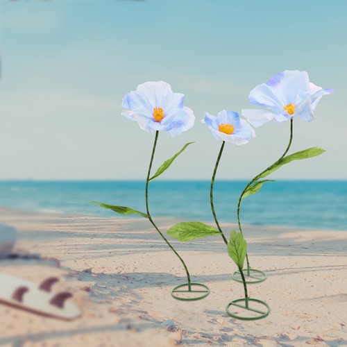 3PC Blue Large Artificial Flower For Fake Bouquet Wedding Home Party Decoration