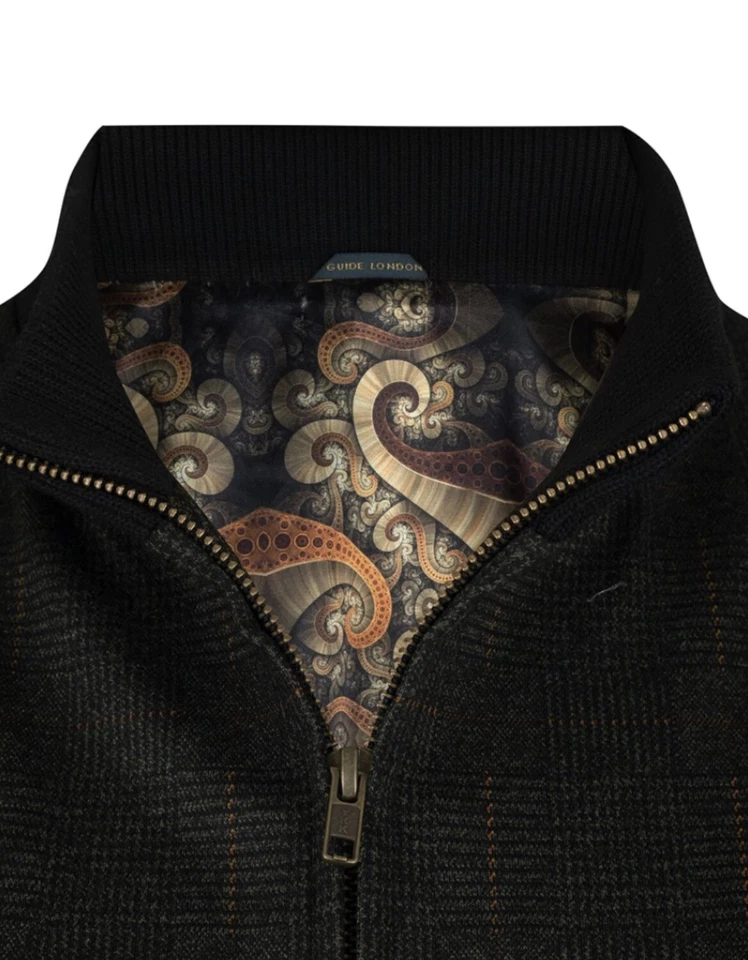 Chaqueta Bomber Guide London Azul Marino Cremallera Completa Tejida Talla Pequeña £99 Foto 3 de 3