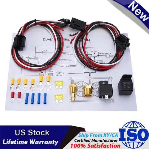Dual Electric Cooling Fan Wire Harness Kit Electric Fan Relay Kit Radiator