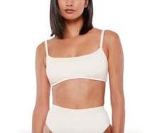 Sanctuary Womens L109135 Cream Sandbar Solids Seamed Bralette Bikini Top Size XS