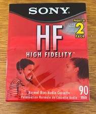 SONY HF HIGH FIDELITY 90 MIN. AUDIO CASSETTE TAPES - 2 PACK NORMAL BIAS NEW 