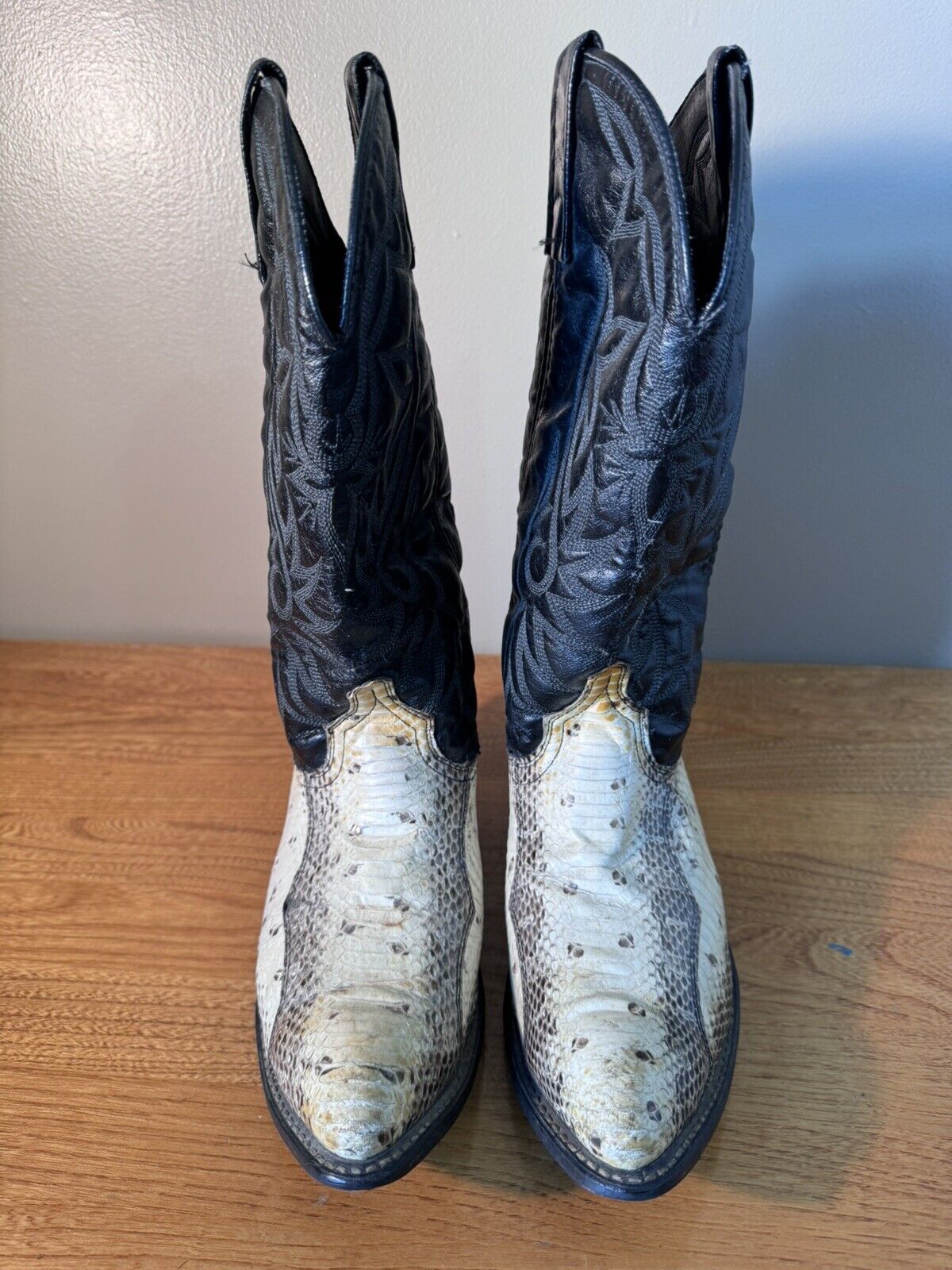 Acme Circle A Snakeskin Cowboy Western Boots Blac… - image 3