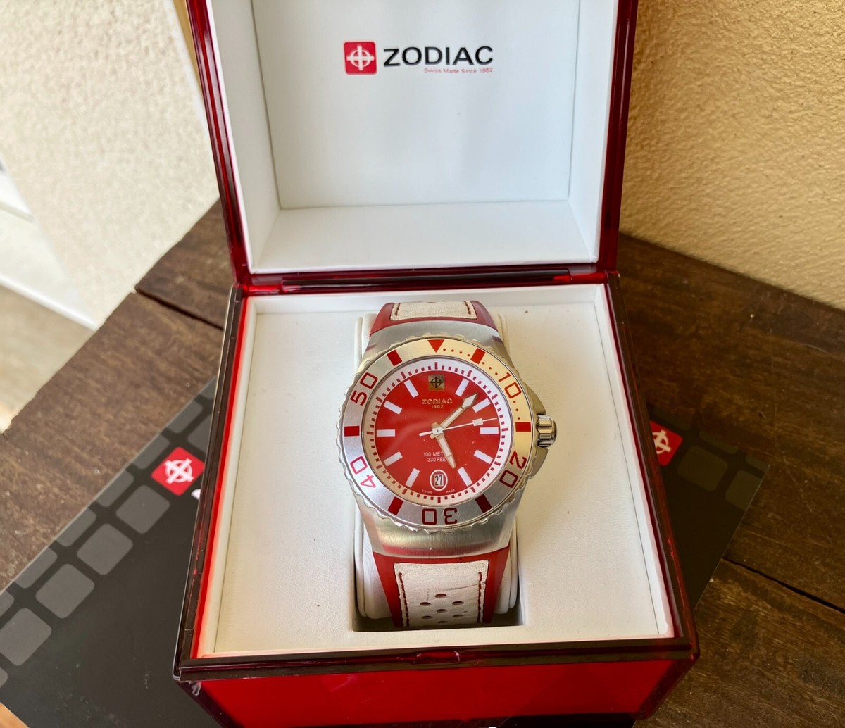 Montre Homme Zodiac Sea Ghost Red ZO2410 - Full Set - Suisse - Vintage - Occasion