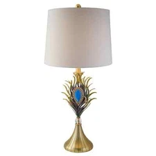 OK-4268T - 32"H Peacock Plume Table Lamp