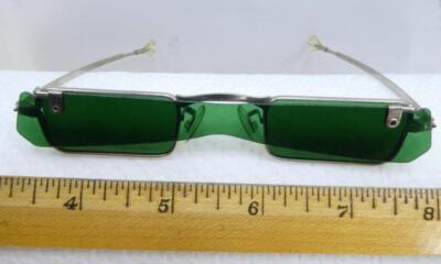 VTG Rectangular Spectacles Eyeglasses Tinted Emerald Green 