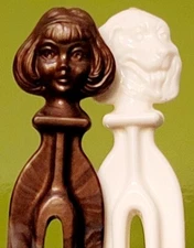 2 Vintage Clothes Pins Rogers Clean Grip Plastic Character Faces Dog & Girl